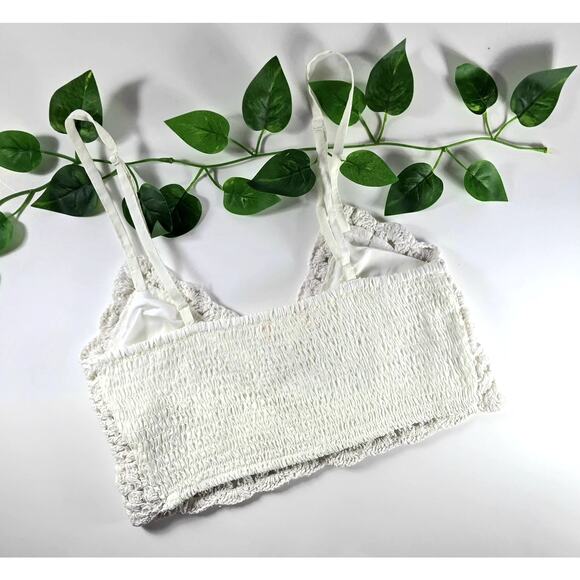 BOG Collective Crochet Knit White Bra Top Size Small Lined - Picture 2 of 2